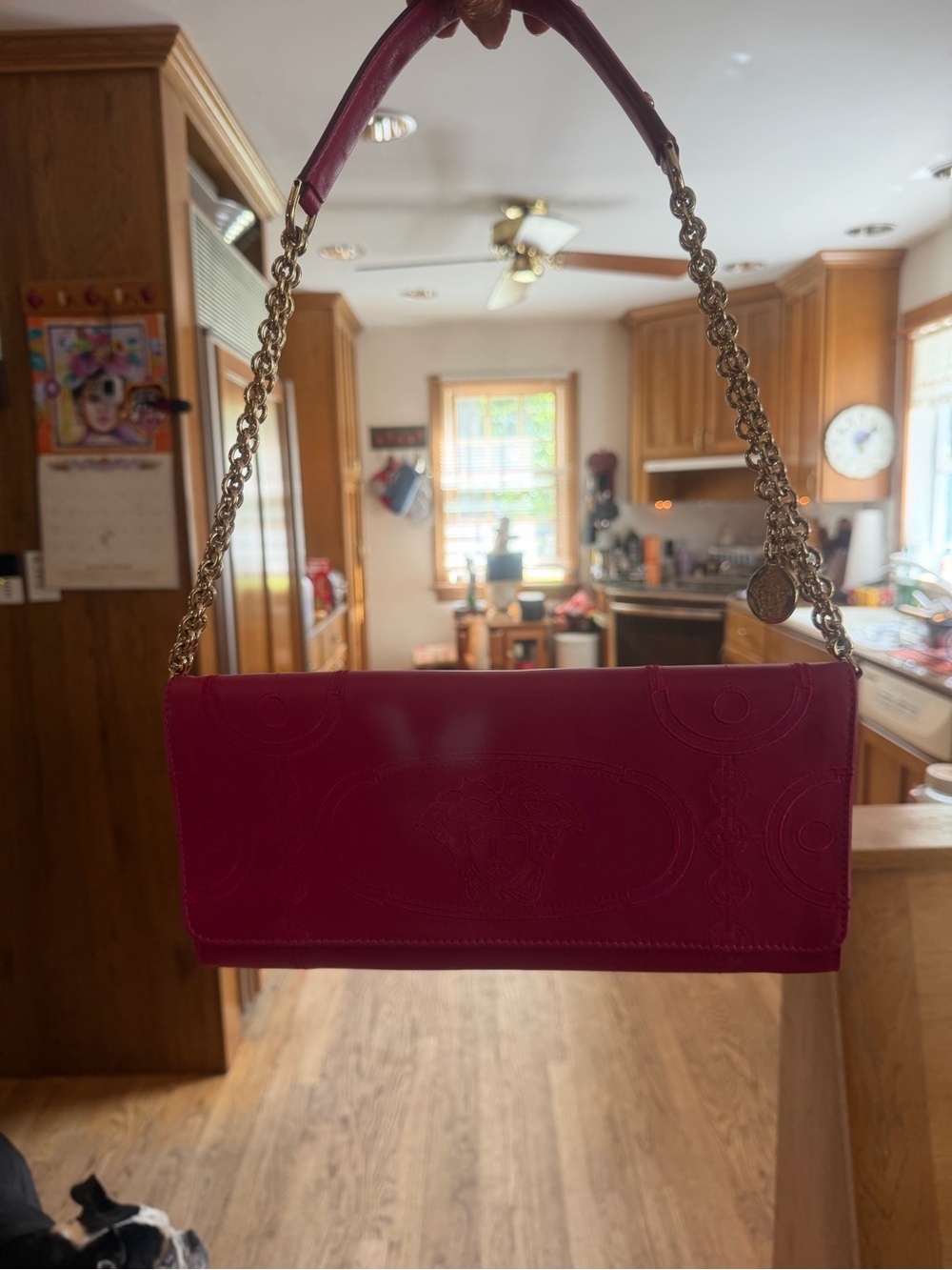 Versace Hot Pink Leather Medusa Chain-Handle Clutch - Picture 7 of 10